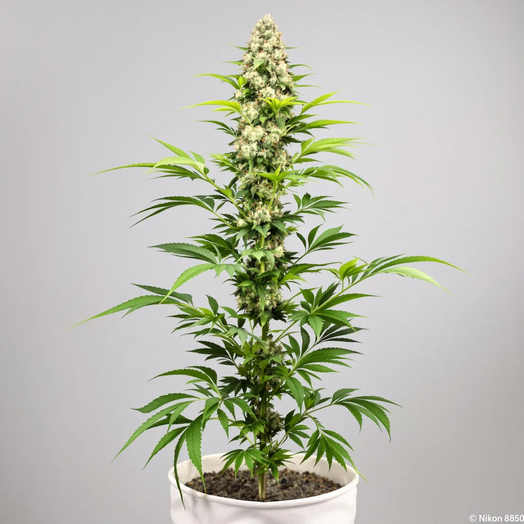 Purple Skunk cannabis bud close-up showing balanced bud structure with frosted trichomes