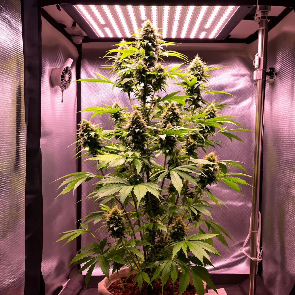 Purple Wreck 14% indica / 86% sativa flower with visible trichomes