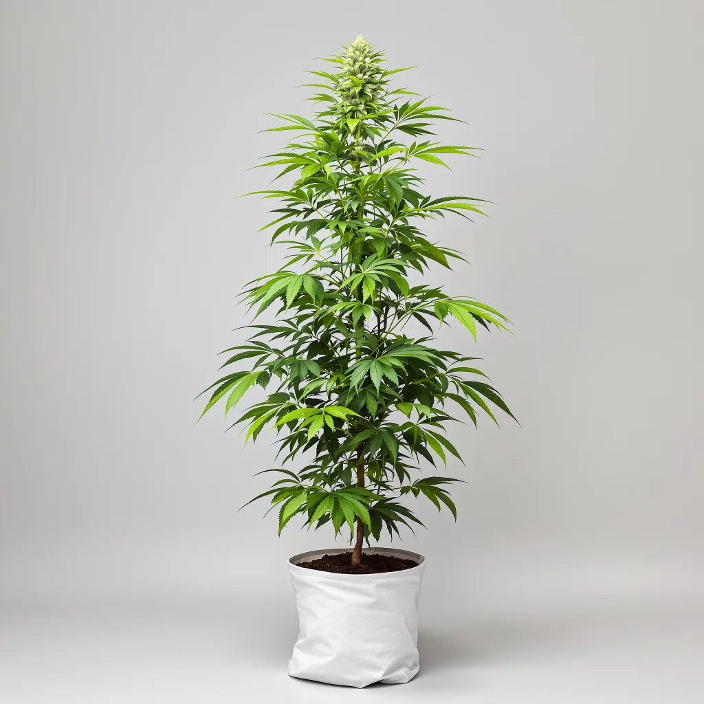 Quantum Kush cannabis bud close-up showing lime-green airy structure