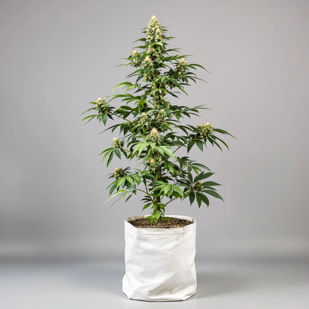 Redwood Kush cannabis bud close-up showing balanced bud structure with frosted trichomes