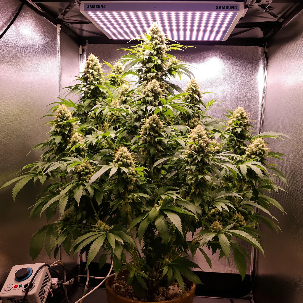 Redwood Kush 47% indica / 53% sativa flower with visible trichomes