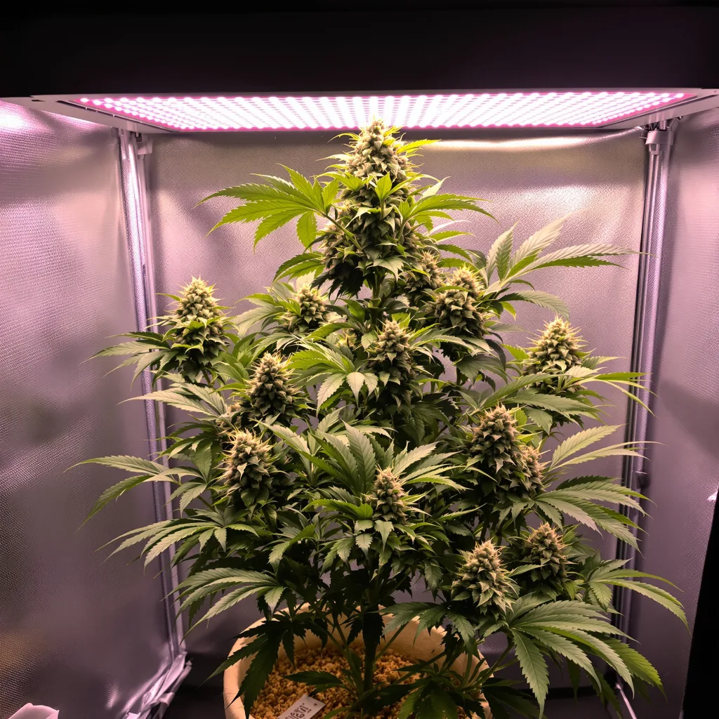 Romulan Haze 68% indica / 32% sativa flower with visible trichomes