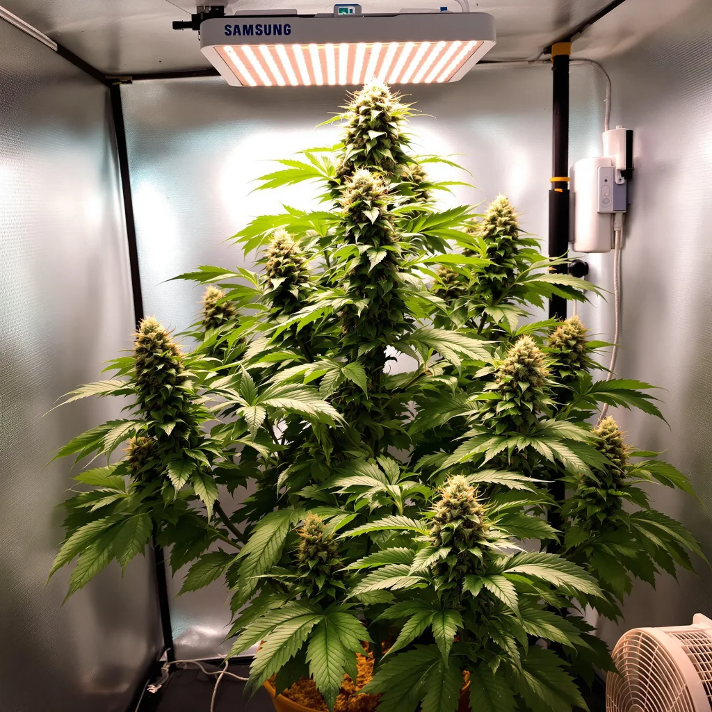 Rug Burn OG 68% indica / 32% sativa flower with visible trichomes