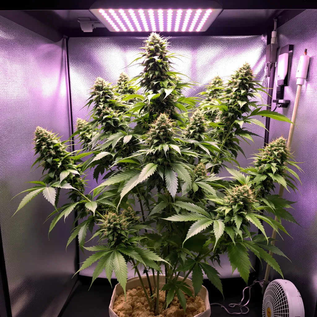Santa Maria 40% indica / 60% sativa flower with visible trichomes