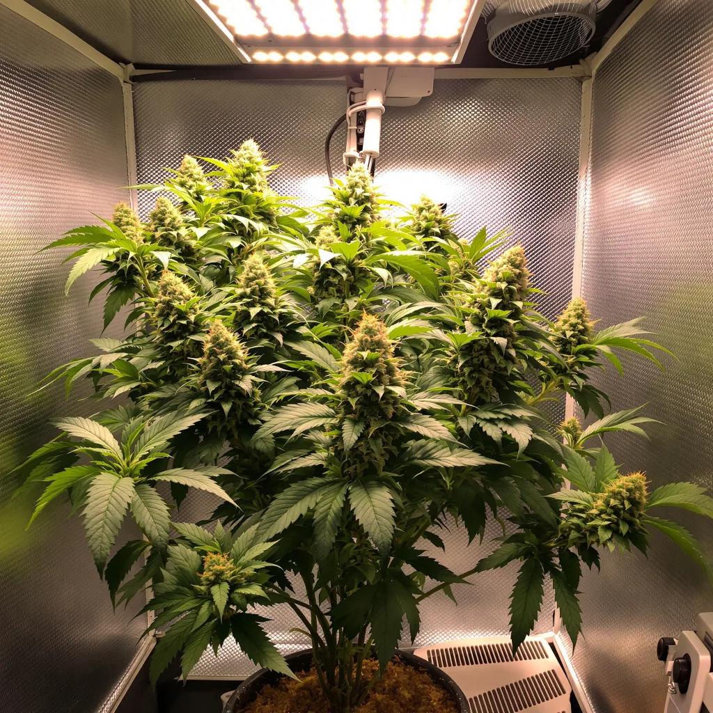 Sensi Skunk 74% indica / 26% sativa flower with visible trichomes