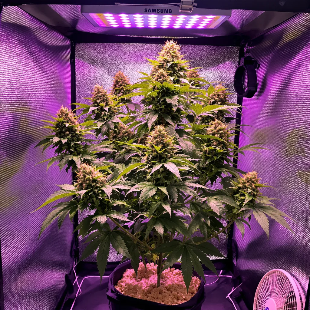 Shiva Skunk 80% indica / 20% sativa flower with visible trichomes