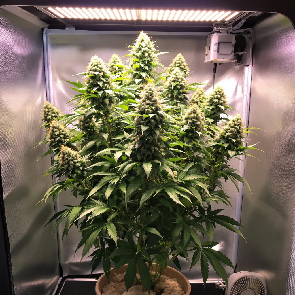 Six Shooter 44% indica / 56% sativa flower with visible trichomes