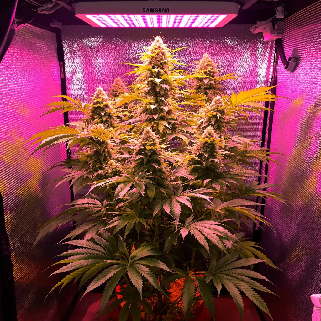 Skunk Diesel 82% indica / 18% sativa flower with visible trichomes