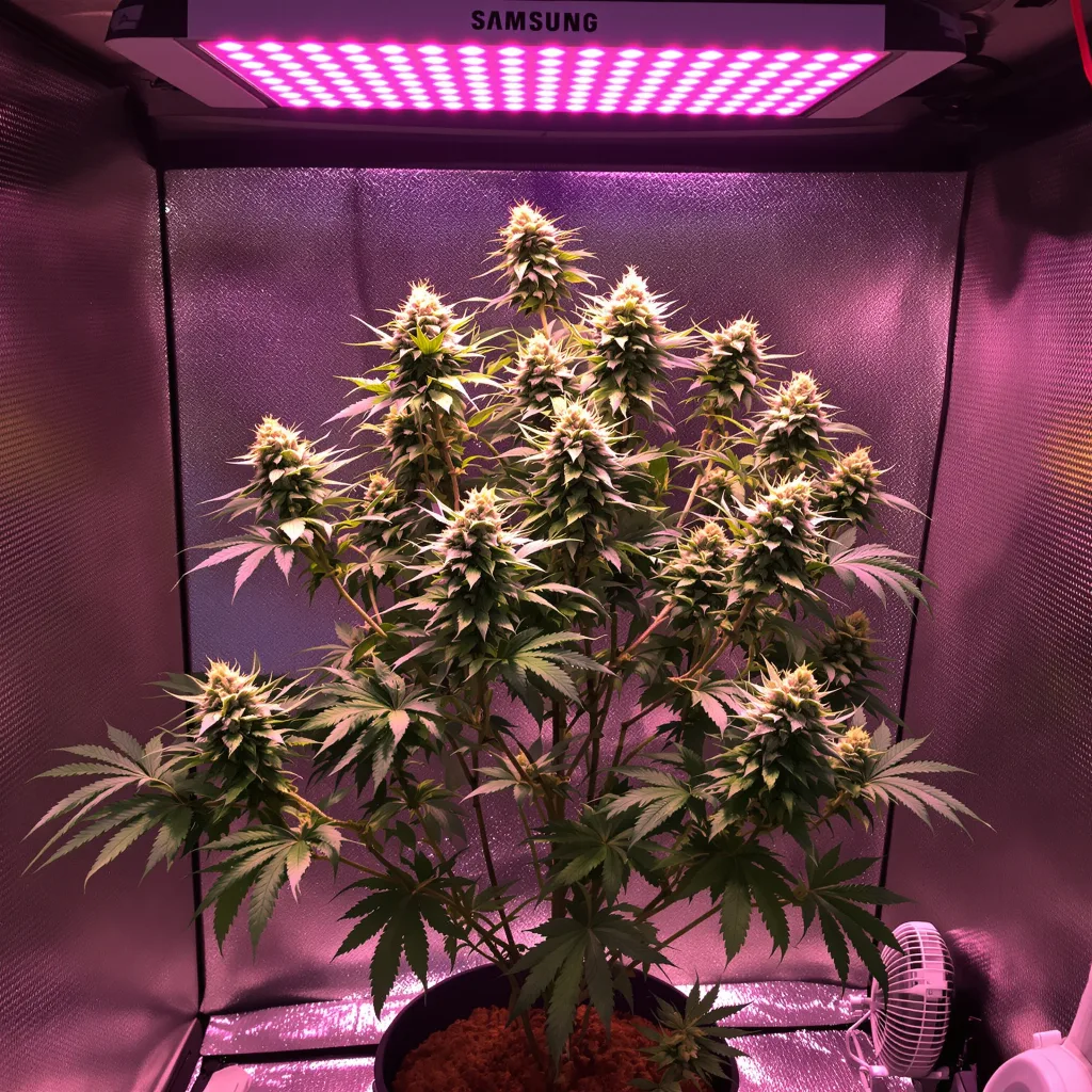 Sour Girl 57% indica / 43% sativa flower with visible trichomes
