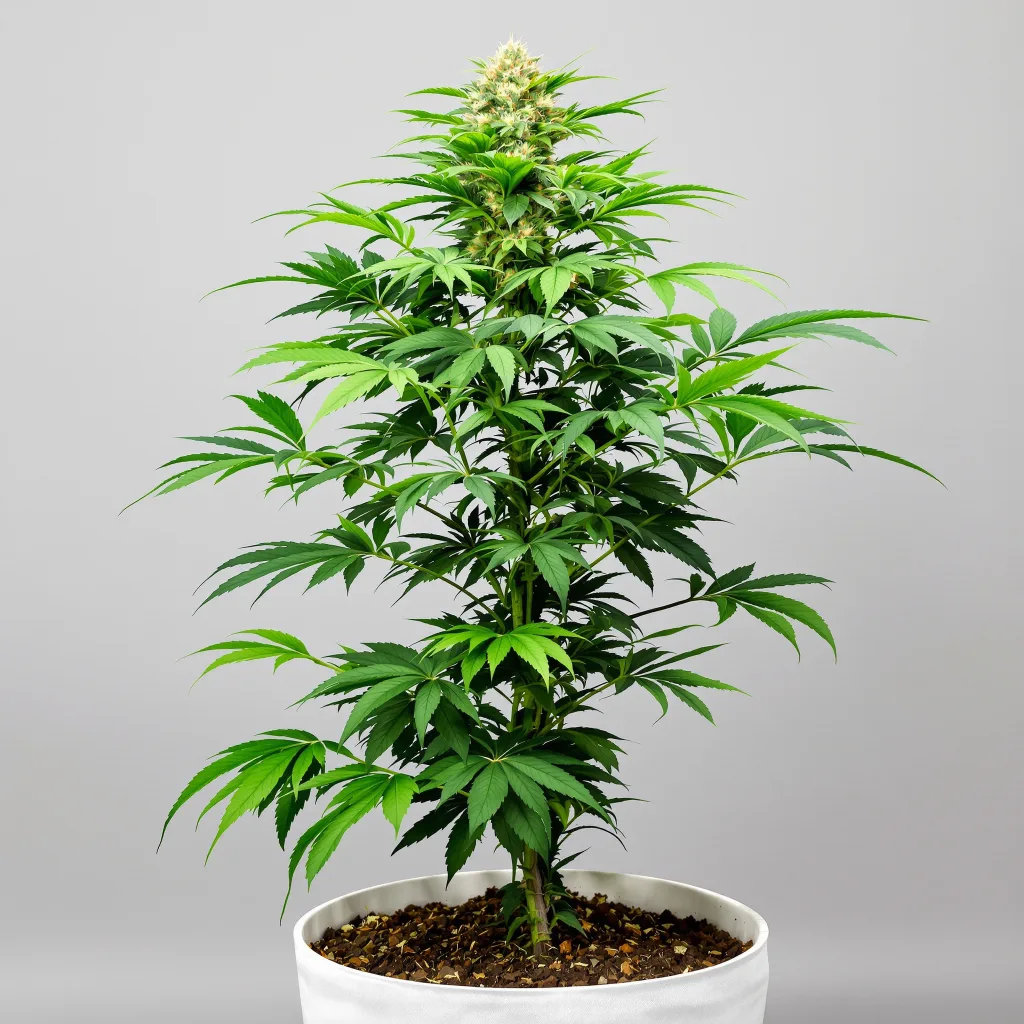 Sour Kush cannabis bud close-up showing balanced bud structure with frosted trichomes