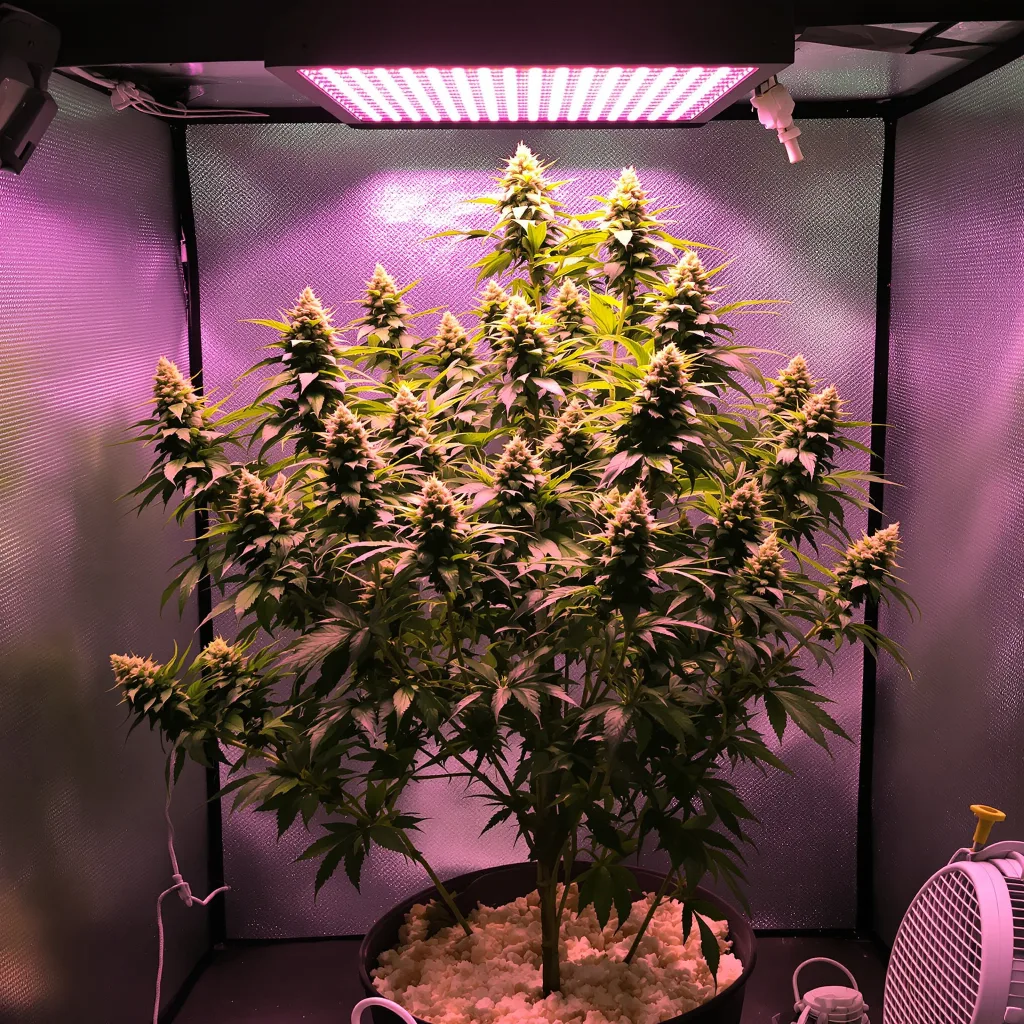 Sour Kush 50% indica / 50% sativa flower with visible trichomes