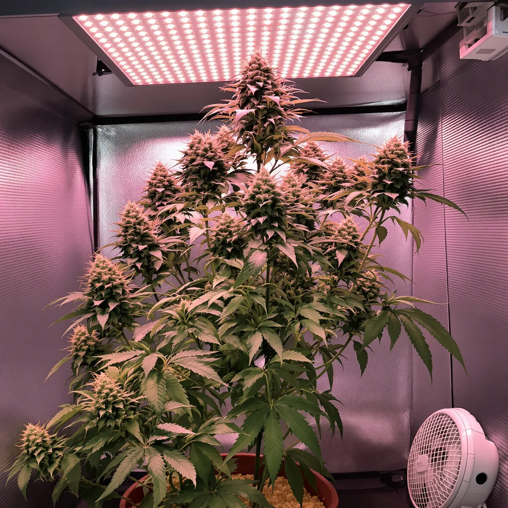 Sour Tsunami 40% indica / 60% sativa flower with visible trichomes