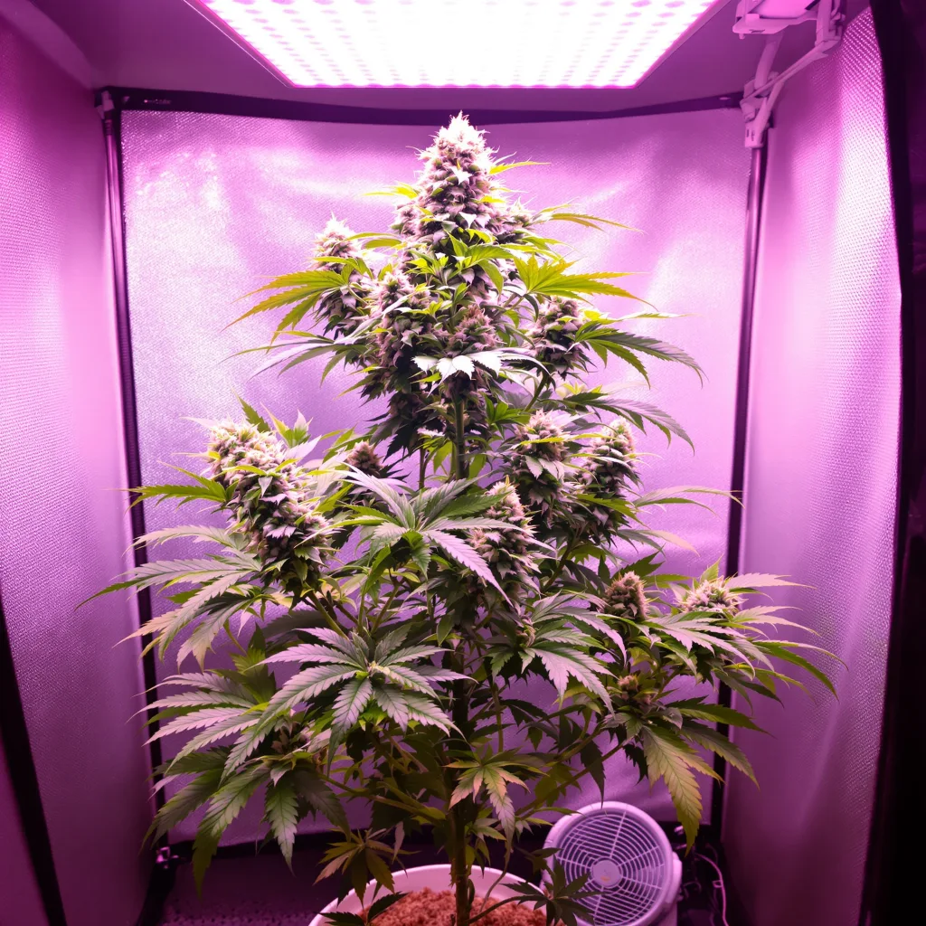 Strawberry Banana 85% indica / 15% sativa flower with visible trichomes