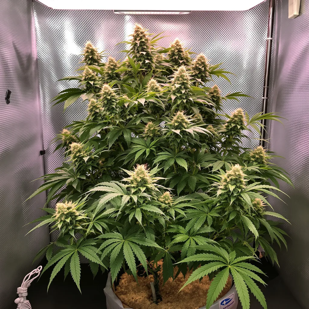 Strawberry Cheesecake 70% indica / 30% sativa flower with visible trichomes