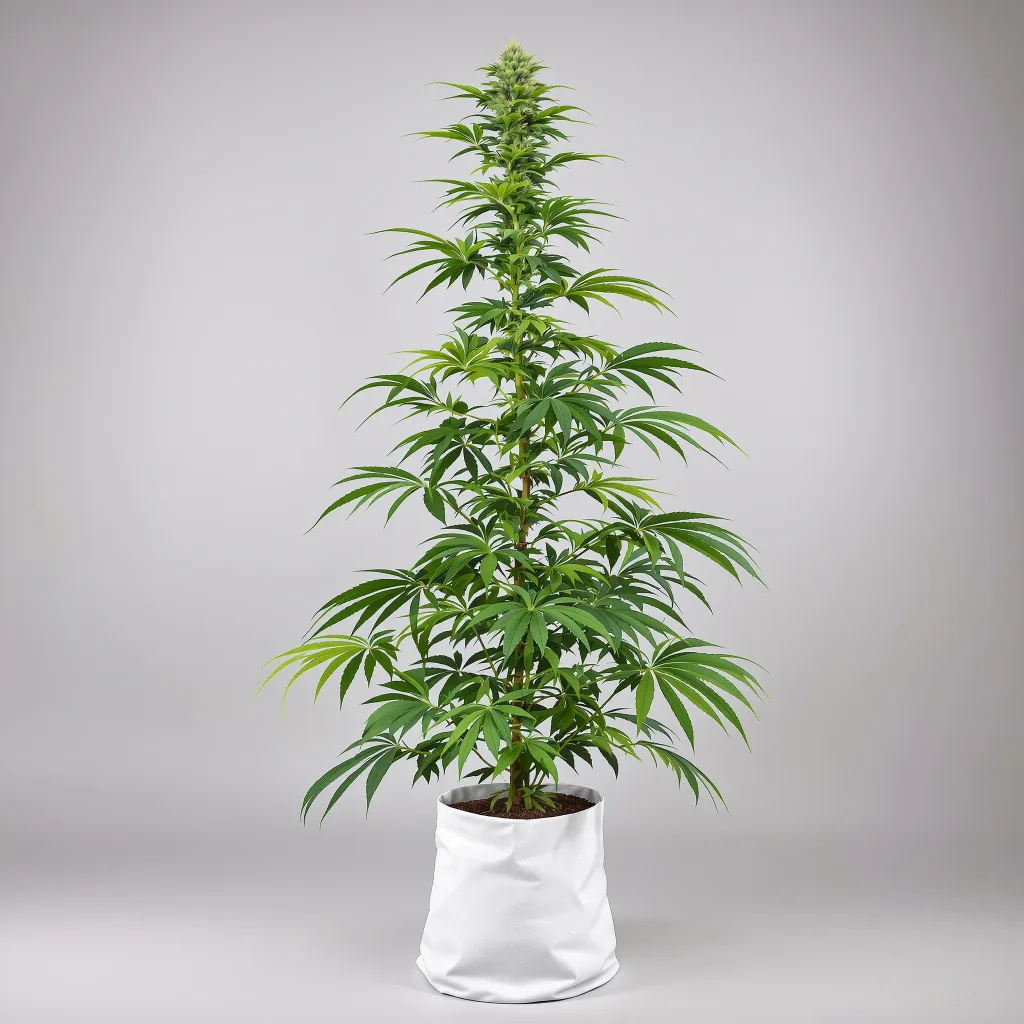 Strawberry Haze cannabis bud close-up showing lime-green airy structure