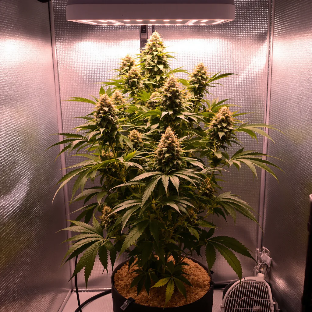 Strawberry Kush 78% indica / 22% sativa flower with visible trichomes