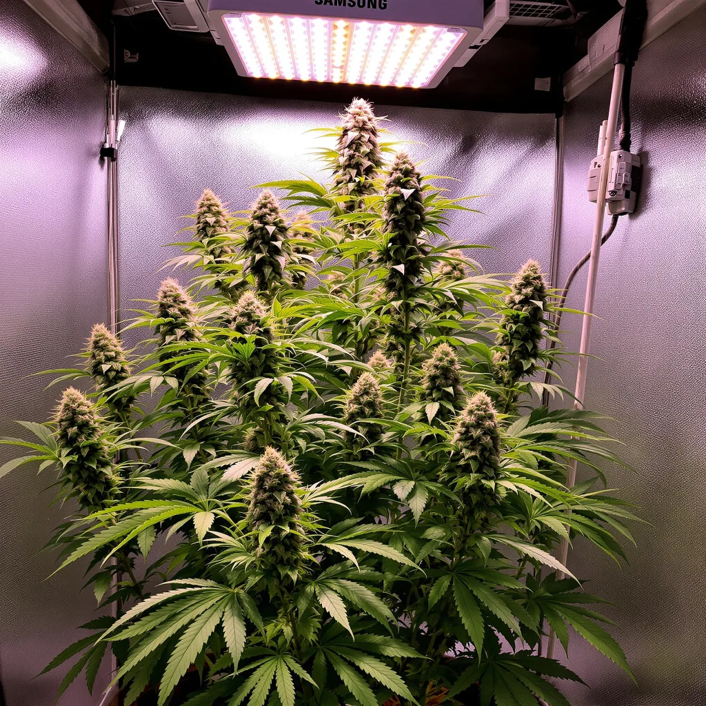 Super Green Crack 24% indica / 76% sativa flower with visible trichomes